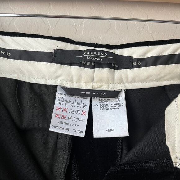 Weekend MaxMara Black Velvet Wide Leg High Waist Trouser Pants Size 6 - Picture 6 of 10